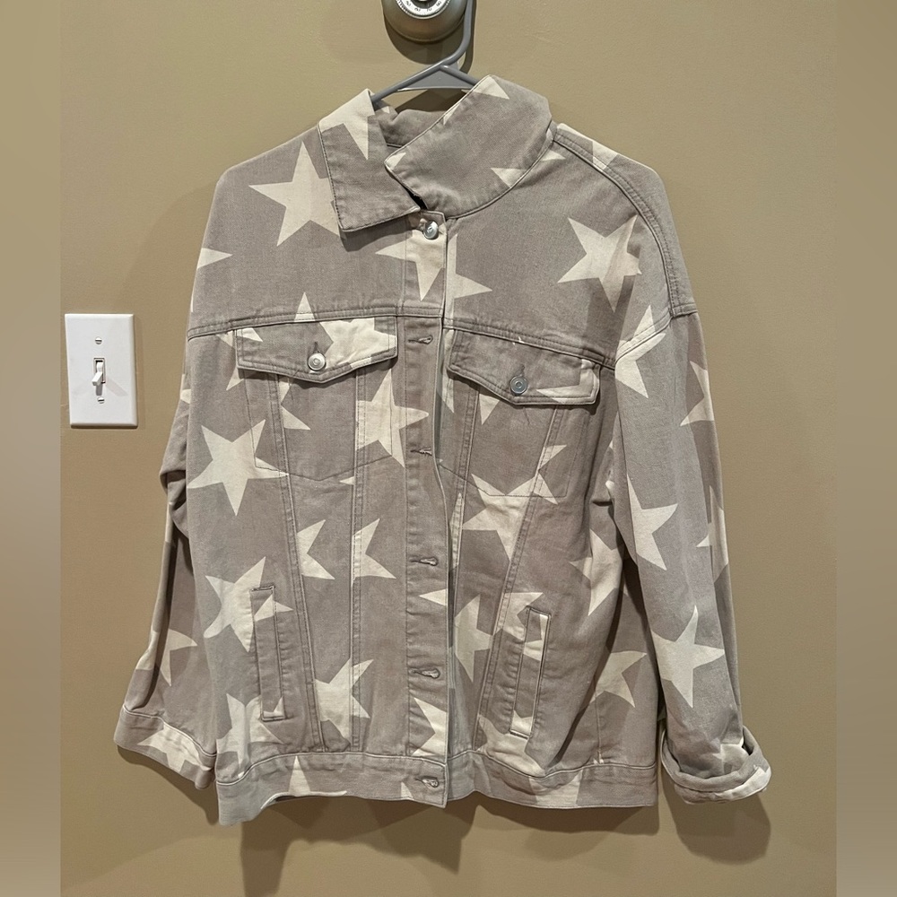 STAR TAN JEAN JACKET- oversized feel